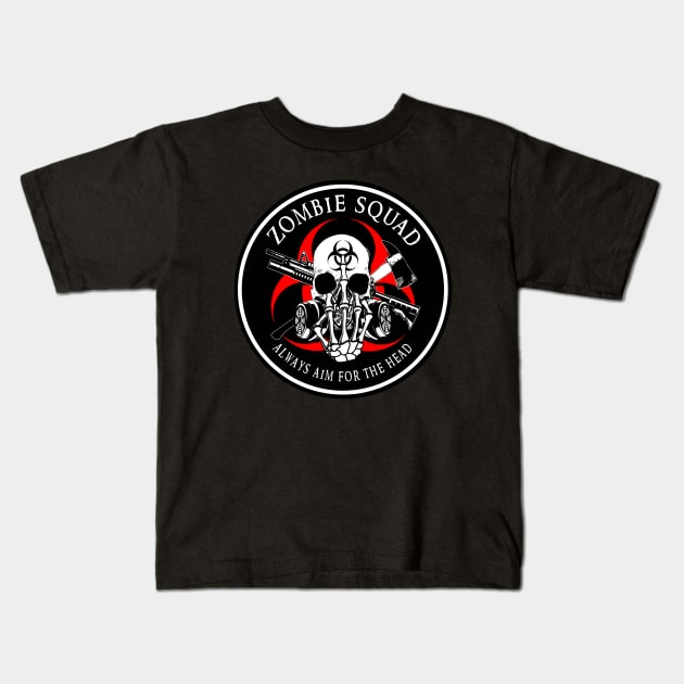 Biohazard Zombie Squad Always aim for the head F U Ring Patch outlined Kids T-Shirt by Ratherkool